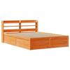 VidaXL Bed Frame with Headboard Wax Brown 140x190cm Pine Wood, Bedroom Furniture, Slatted Base, Wooden Bed, 3307097