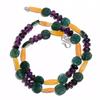 Natural Multi Aventurine Amethyst Gemstone Smooth Beads Necklace 17" UB-4599 UB-4599