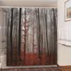 Misty Forest Nordic Style Shower Curtains Set With Hooks Waterproof Green Natural Landscape Home Decoration Bathroom Curtain New