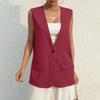 Ladies' Sleeveless V-Neck Suit Vest with Single Button, Solid Color, Casual Work Summer Jacket