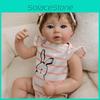 19inch Silicone Reborn Baby Doll With Striped Headband And Rabbit Print Clothing Decorationfor Collectors And Gift Givers