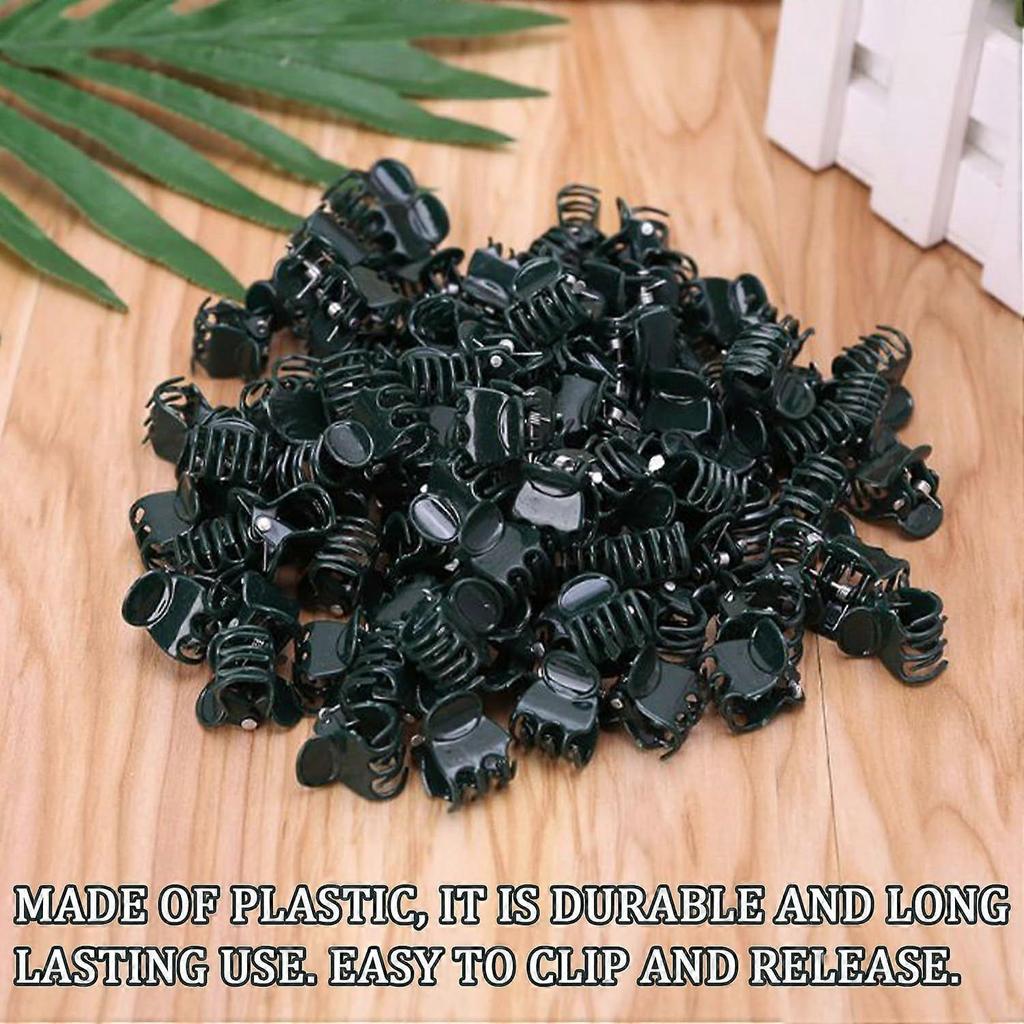 100 Pieces Orchid Support Clips, Plastic Orchid Clips, Garden Vine Fixing Clips, Mini Plant Support Clips, for Climbing Plants, Dark Green