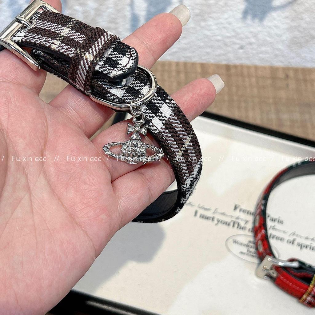 Empress Dowager Cixi Black & Red Plaid Choker Necklace - Sweet Y2K Autumn/Winter Style for Hot Girls