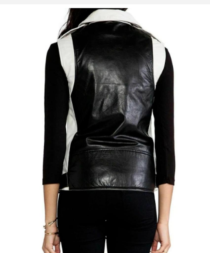 Стильный жилет из овчины, нарядный жилет в западном стиле, женское пальто, кожа черного и белого цвета