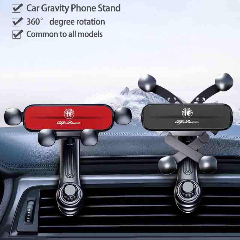 Gravity Phone Holder Car Air Vent Mobile Phone Mount Metal Stand Auto Interiors For Alfa Romeo 4C 159 166 Spider Giulia 156 Mito