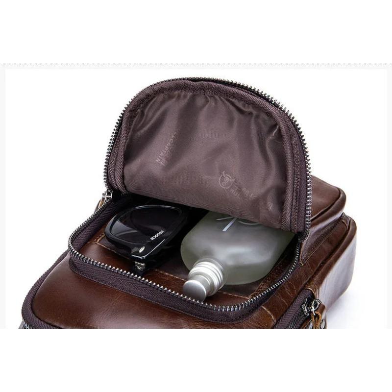 BULLCAPTAIN Genuine Leather Crossbody Bags Men Leather Shoulder Men Chest Bags Fashion Travel Handbags Man Messenger Bag Male