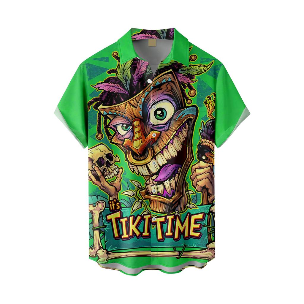 Новая летняя мужская облегающая рубашка с принтом, большая модная повседневная мужская рубашка с коротким рукавом