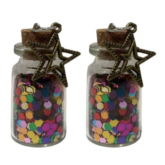 Mini Wishing Glass Bottle Transparent Glass Jar with Sequins Romantic Gift for Boyfriend Girlfriend Wife Husband