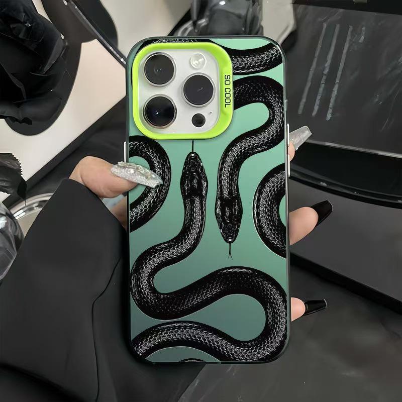 Чехол для телефона в европейском и американском стиле с темными двойными змеями для iPhone 12/13/14/15 Pro Max/16