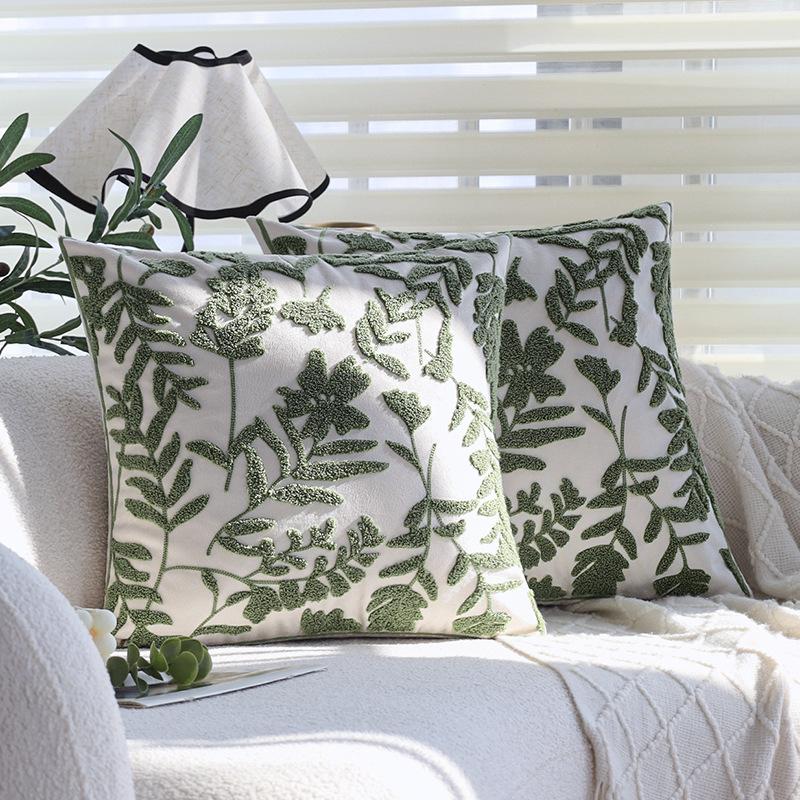 Подушка класса люкс, Подушка, Подушка для спины, Бархатное полотенце, Вышитая наволочка с высококлассным цветочным узором, Домашнее мягкое украшение