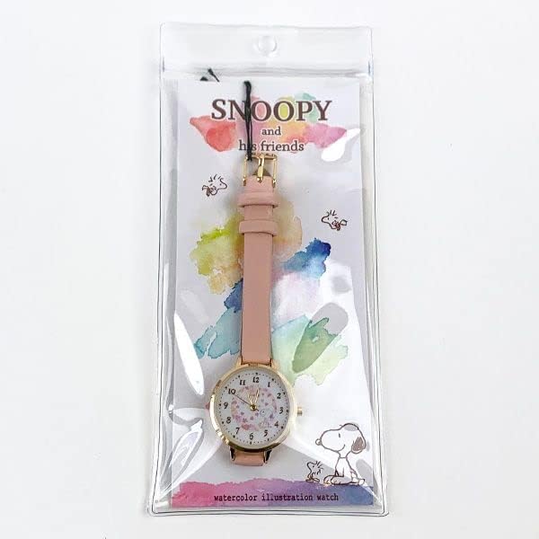 [Fieldwork] Женские часы Snoopy Analog Leather Belt Акварельные иллюстрации Pink PNT033-2