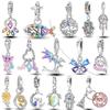 Новые Шармы из Настоящей Меди с Цирконами, Бусины, Подвески в виде Бабочки и Стрекозы, Подходят для Оригинальных Браслетов-Бенглов, DIY Ювелирные Изделия