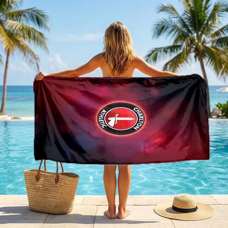 Charlton Athletic FC print Quick Dry Beach Towel Microfiber Absorbent Portable Travel Swimming Towel