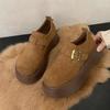 Womens Retro Platform Loafers With Metal Accents For Fall Winter Casual Wear