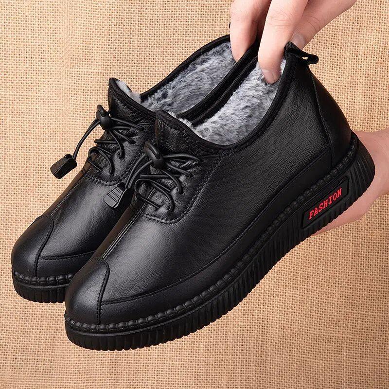 Beijing Old Cloth Shoes Women's Cotton Shoes Winter Velvet Thickened Warm One Pedal Comfortable Casual Middle-aged Mother Elderly Shoes
