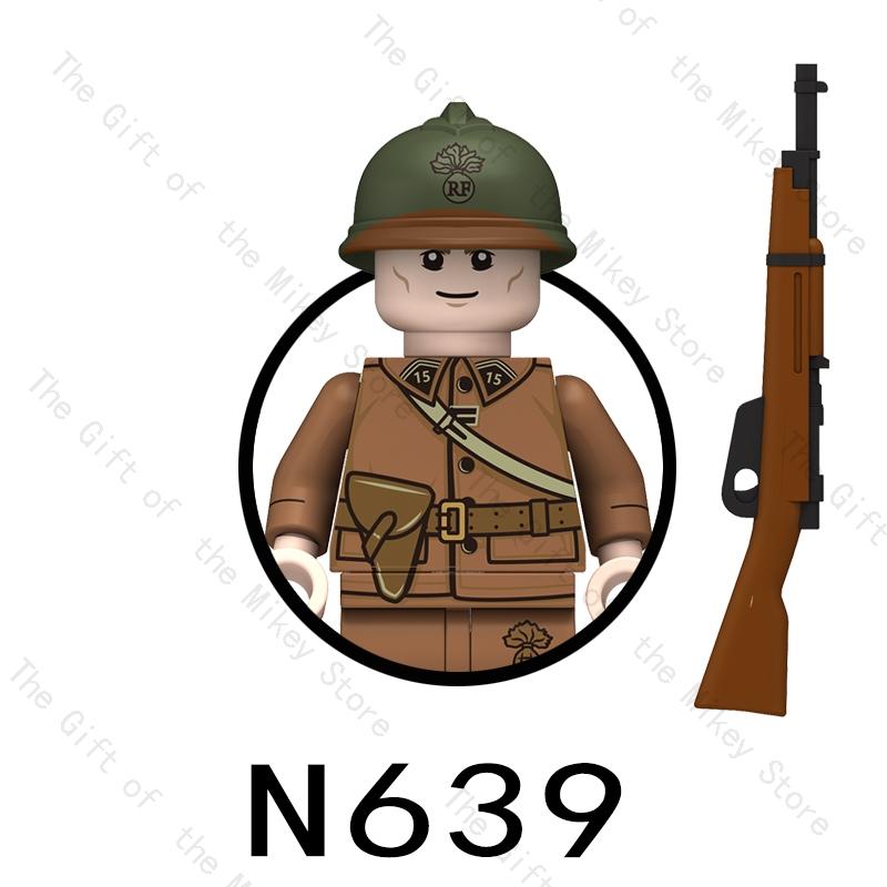 N637 N638 N639 N640 Солдат Второй мировой войны MOC Фигурка Меч Moc Модель Детские Мини Строительные Блоки Игрушки Подарок