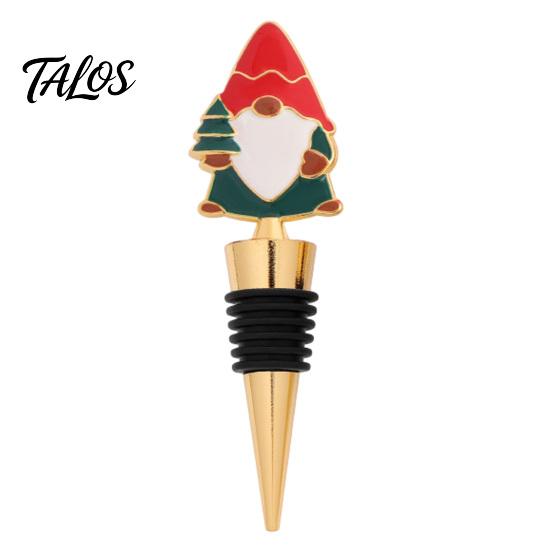 Leak Proof Wine Saver Christmas Theme Stopper, Santa Snowman Garland Pattern, Zinc Alloy Festive Bottle Reusable Cork Insert with Silicone Sealing