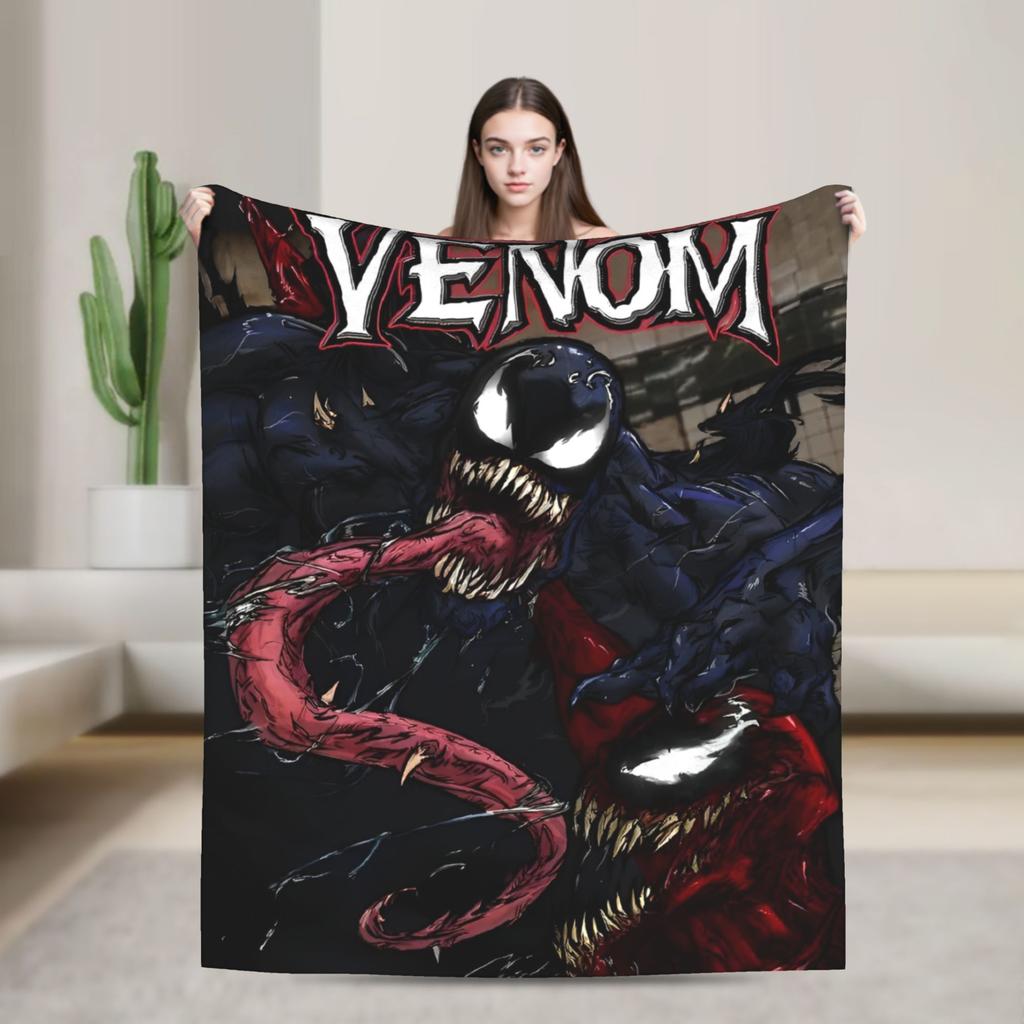 Venom cartoon Blanket  Travel Office Flannel Throw Blanket For Couch Chair Sofa Bed Soft Design Quality Bedspread Gift