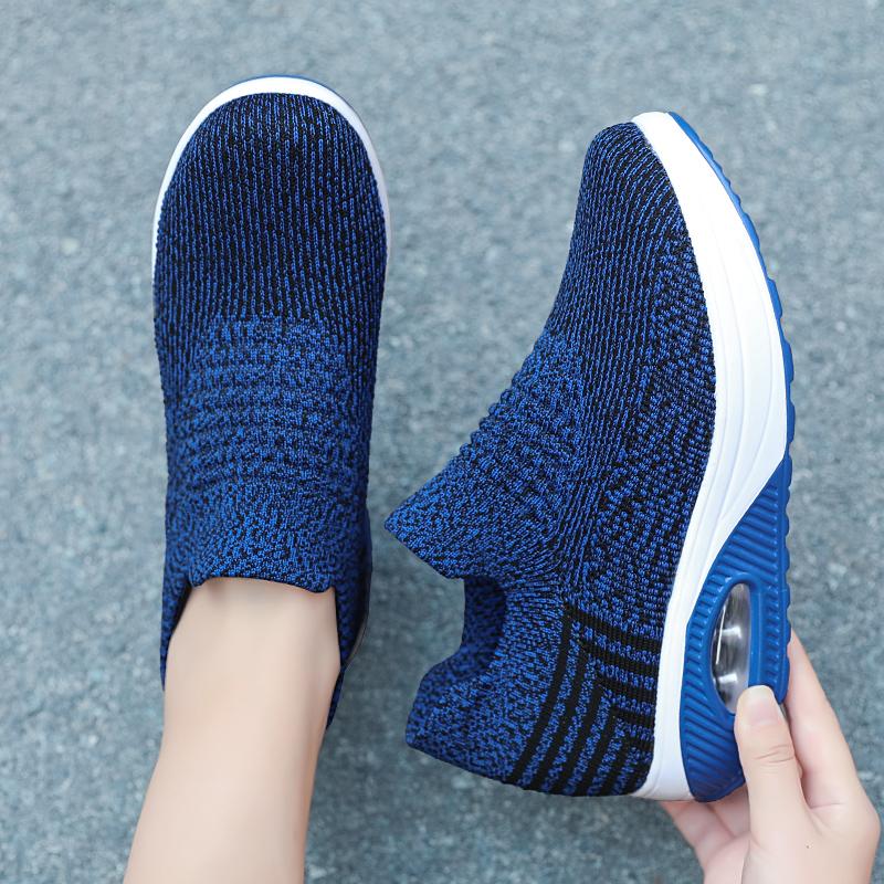 Women's Lace-up Breathable Mesh Platform Rocker Shoes Casual Sports Shoes