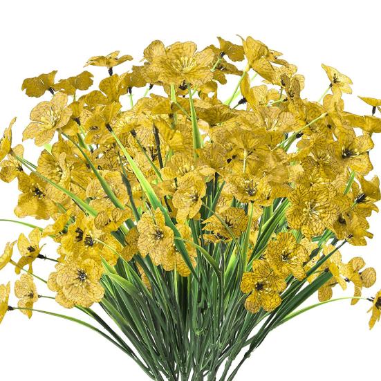 Пучок искусственных фиалок Устойчивые к УФ-лучам Искусственные цветы Реалистичные Не выцветающие Искусственные растения Фиолетовые кусты для уличного Домашнего оконного ящика Украшения для крыльца