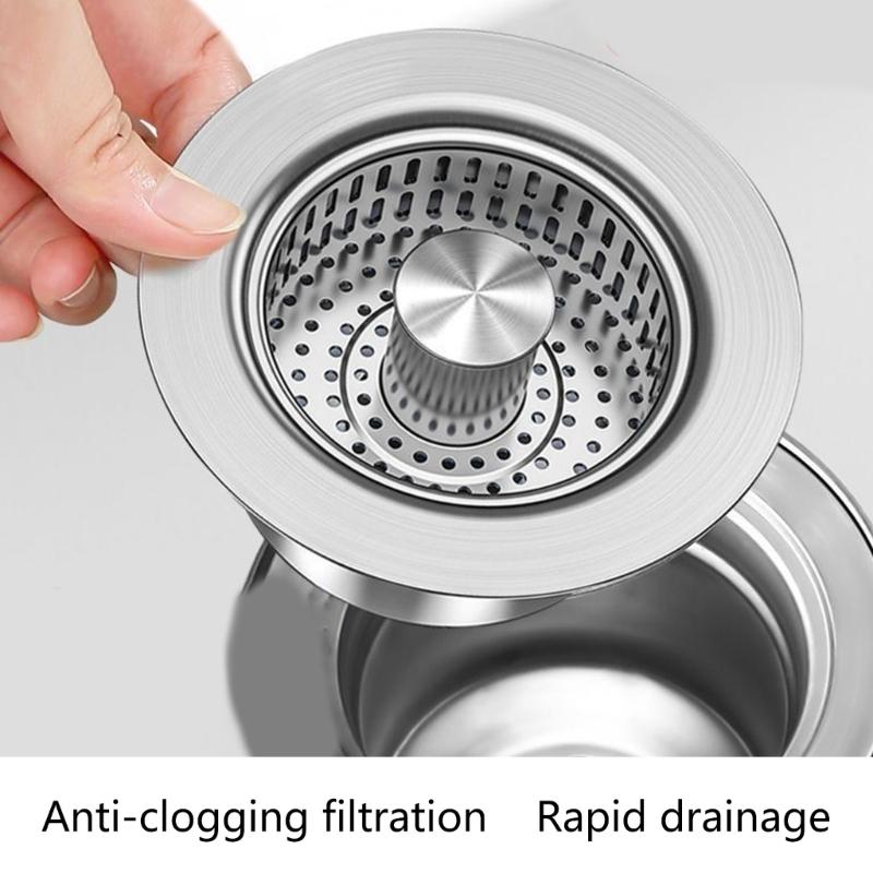 Upgrades Drain Filter with Strong Metal Construction Push Style Sink Strainer Fast Drain Sink Accessories For Kitchen