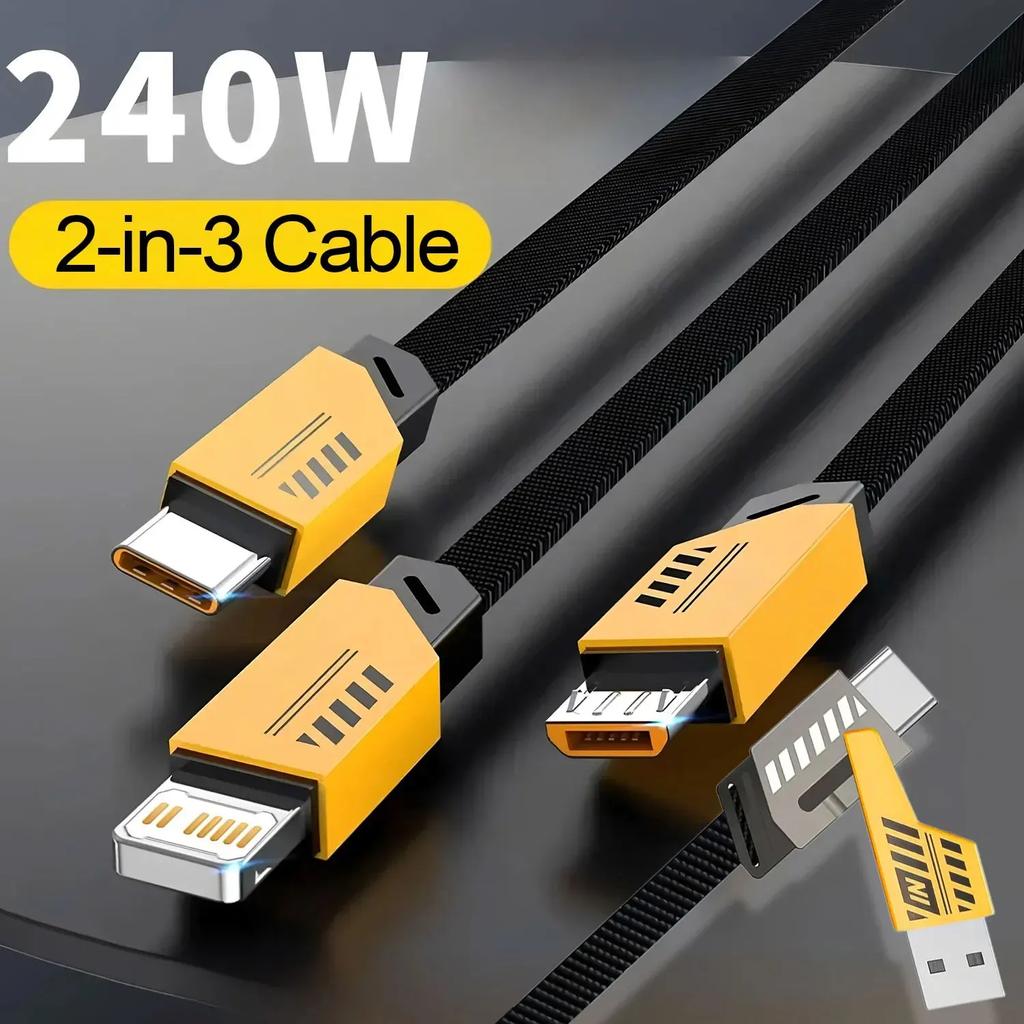 3 в 1 240 В Быстрая зарядка Кабель для Micro USB Type C Зарядный кабель 1,2 м Несколько USB-портов Несколько USB-зарядных кабелей Для huawei