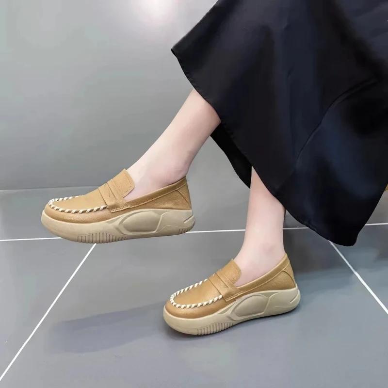 Women's Shoes 2025 Women Sports Shoe Thick Sole Casual Shoes Comfortable Female Vulcanzied Shoes Slip On Wear-resistant Zapatos
