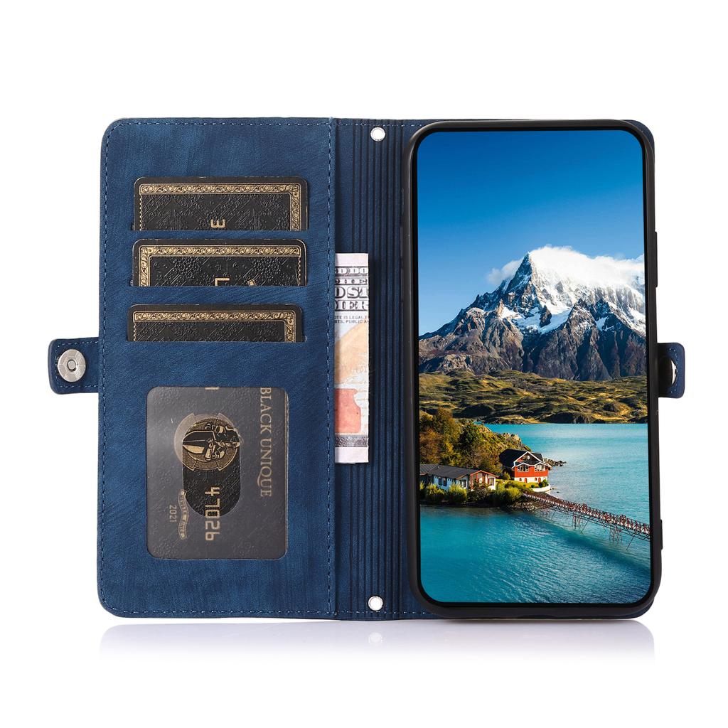 For Xiaomi 14T Case Zipper Pocket 9 Card Slots PU Leather Phone Cover with Wrist Strap