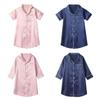 3-10 Years Kids Girls Button Down Nightdress Solid Color Nightgown Sleepwear