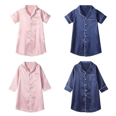 От 3 до 10 лет детская ночная рубашка на пуговицах для девочек, однотонная ночная рубашка, одежда для сна