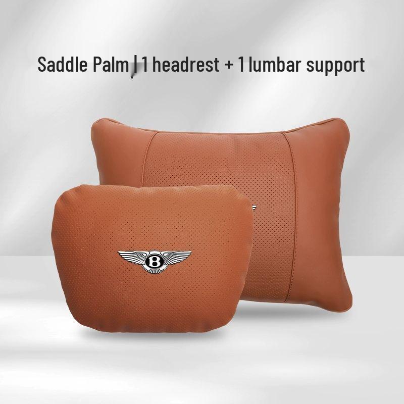 Genuine Leather Headrest, Lumbar Support, and Neck Pillow for Bentley Continental, Bentayga, Flying Spur, and Mulsanne Interiors.