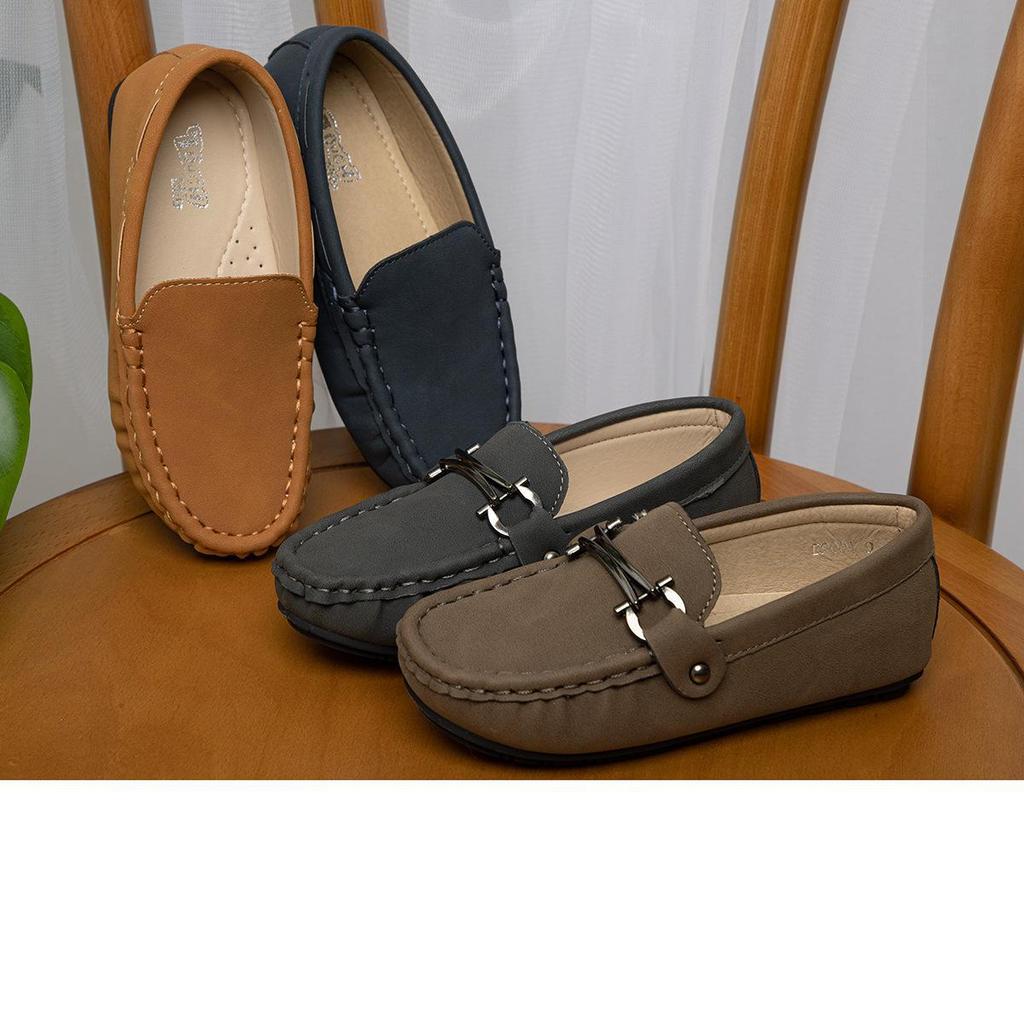 Модные повседневные кожаные туфли для мальчиков в корейском стиле с нескользящей подошвой - мягкая подошва, удобные для осени и зимы