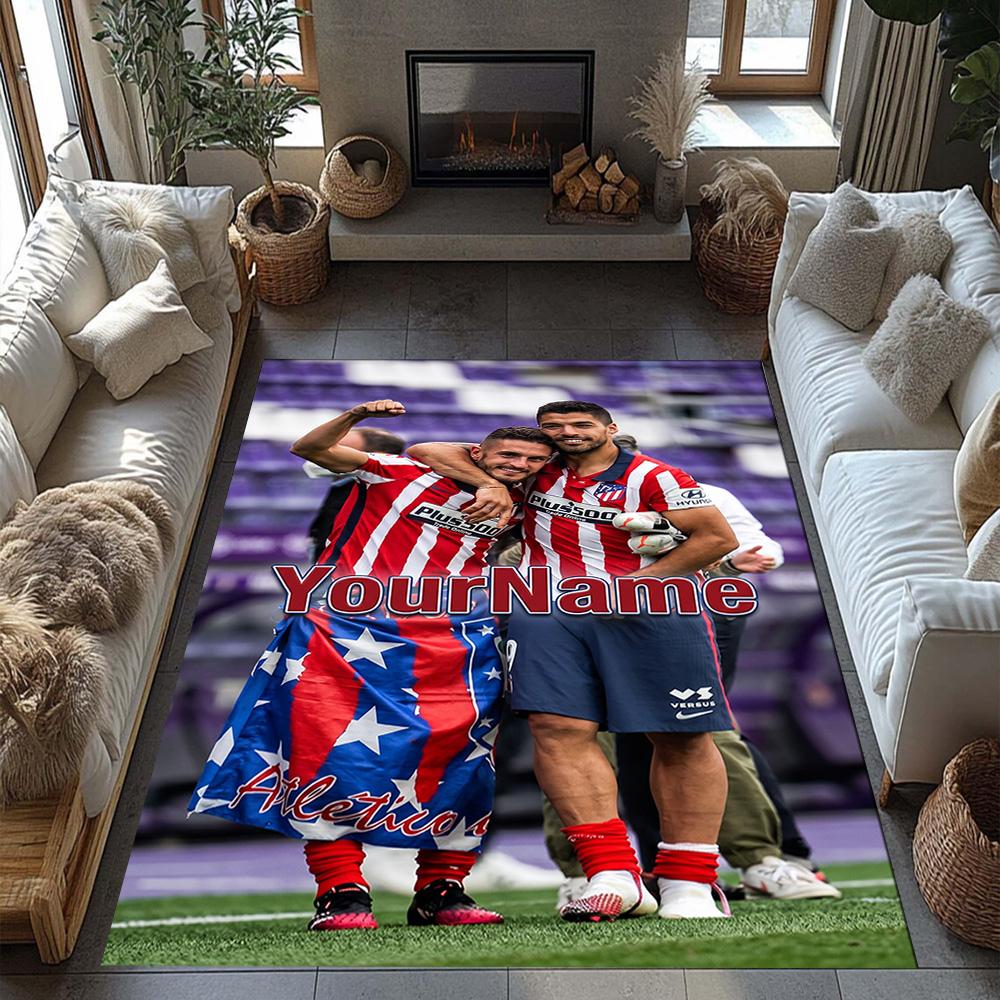 Atletico Madrid Customizable Name Carpet Suitable for Foyer Balcony Bedrooms Game Room Anti-slip Rug Office home decor Spiritual Gift