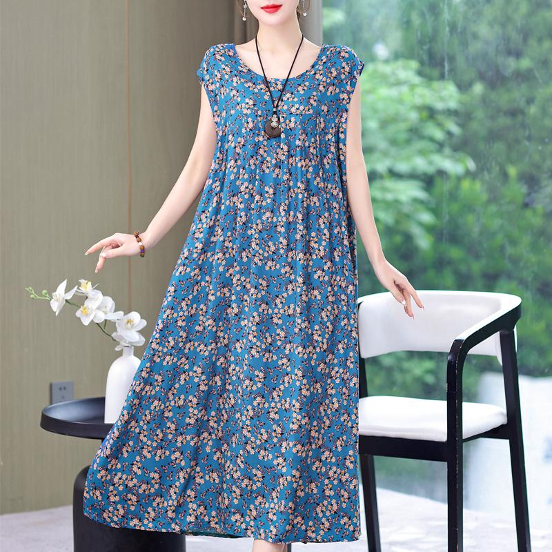 Летнее винтажное платье больших размеров, женские свободные повседневные элегантные длинные платья без рукавов большого размера
