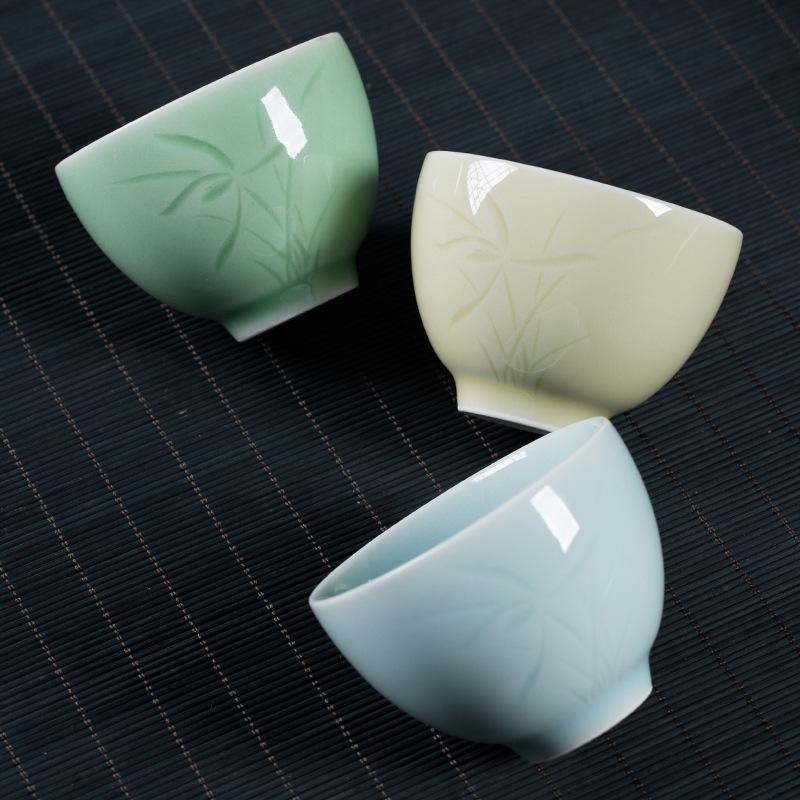 Longquan Celadon, Tea Cup Master Cup Ceramic Kung Fu Tea Set Tea Cup, Household Guest Orchid Single Cup Tea Bowl LQ