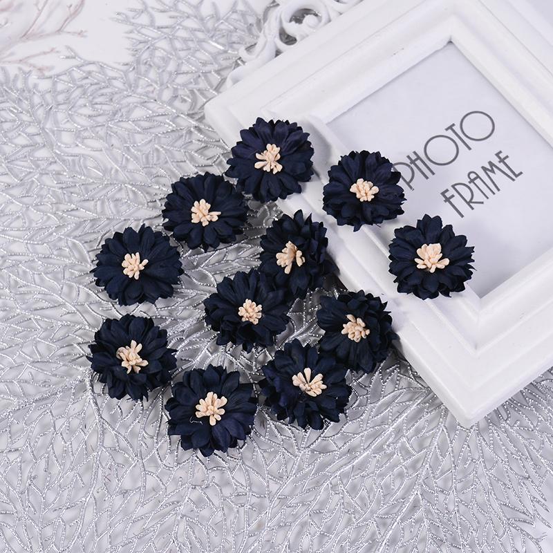 10PcsChrysanthemum Artificial Flowers Head Silk 4cm Fabric Flower For Wedding Decoration DIY Brooches Handmade Craft Accessories