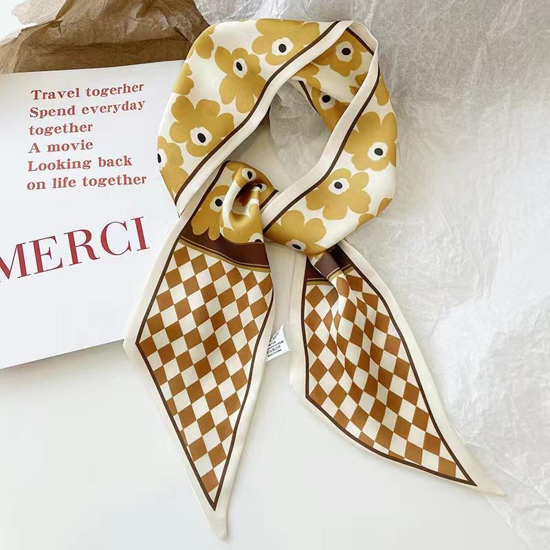 Multifunctional Pastoral Style Flower Printed Hair Band Headwear Scarves 6.5cm*90cm