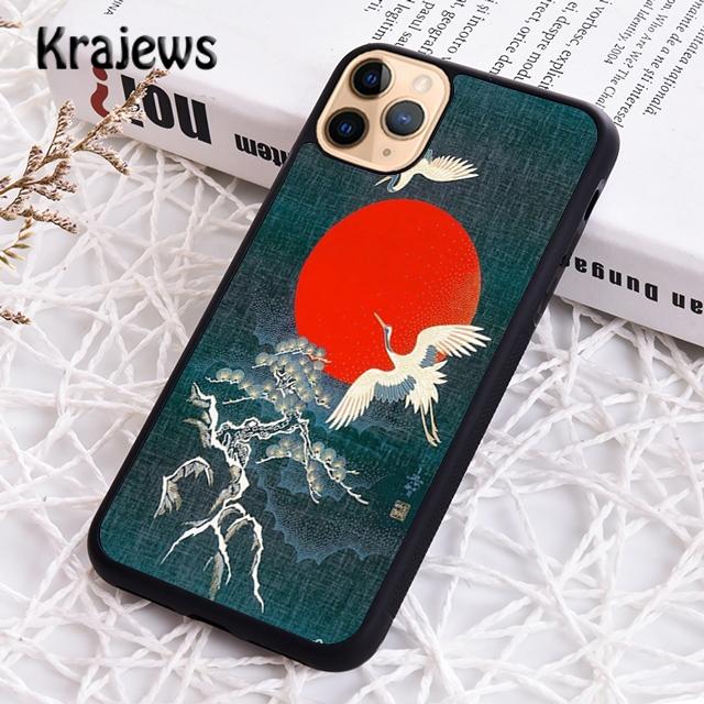 Krajews Japanese Cranes Art Phone Case Cover For iPhone 14 5 SE 6s 7 8 Plus X XR XS 11 12 13 Pro Max Samsung Galaxy S21 S22ultra