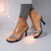 Summer Rhinestone Transparent Sandals Feminine One-line Straps with Thick Heels High Heels for Outer Wear Sandals and Slippers
