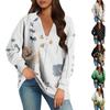 Womens Oversized Sweatshirts Fall Tops Long Sleeve V Neck Casual  Printing Pullover Top Cute Daily Clothes