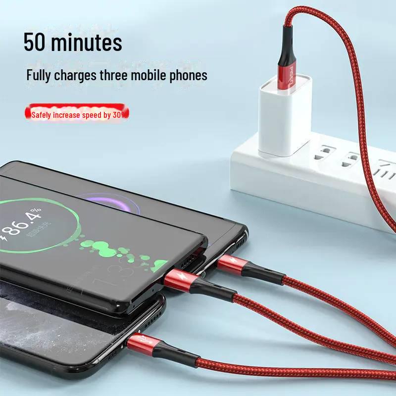 PISEN Плетеный кабель 3-в-1 для быстрой зарядки устройств Apple и Huawei