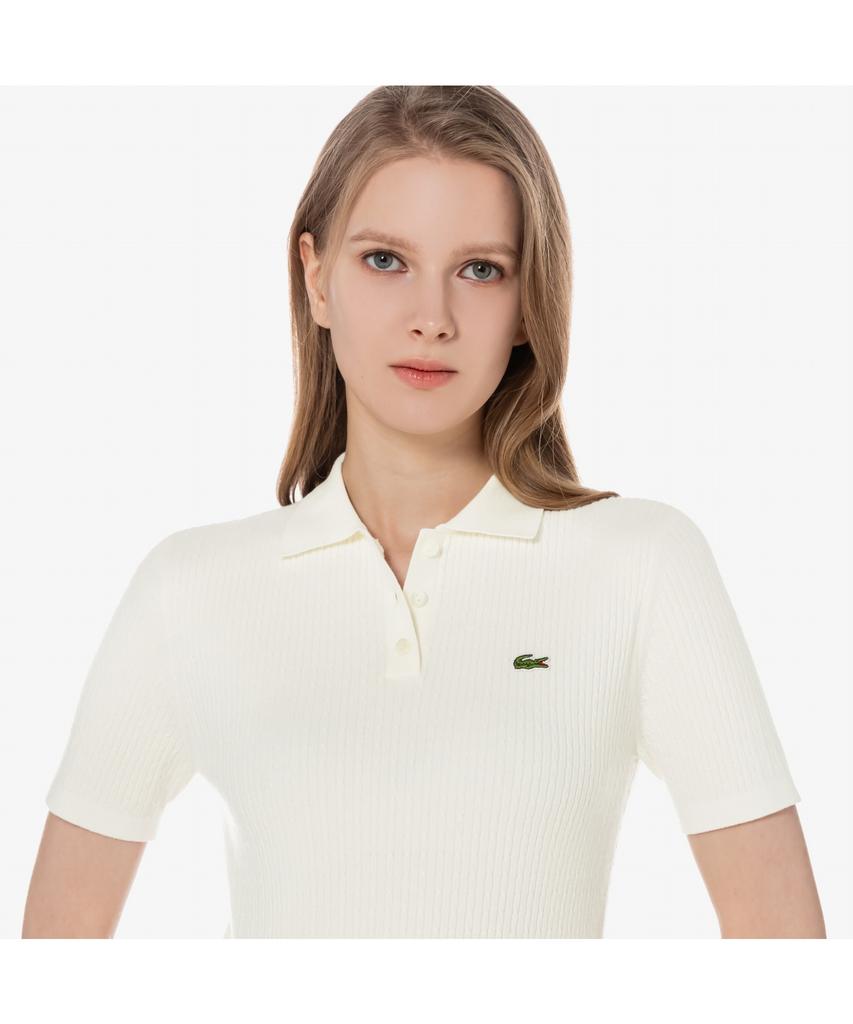 LACOSTE Женский укороченный джемпер-поло с косами, короткий рукав Pf597E-55G 70V