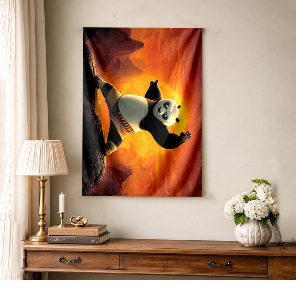 Kung Fu Panda Retro Tapestry Retro Boho Made For Balcony Living Room Studio Wall Indoor Vintage Wall Art Gift For Thanksgiving Christmas