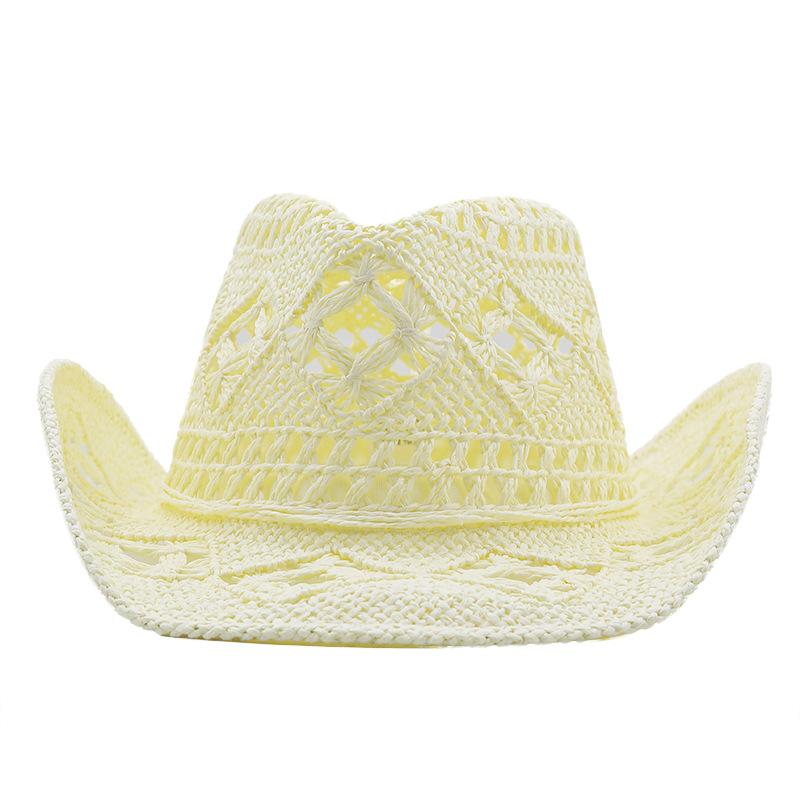 Wide Brim Western Cowboy Hat Sun Protection Jazz Hat Fashion Straw Cap Outdoor