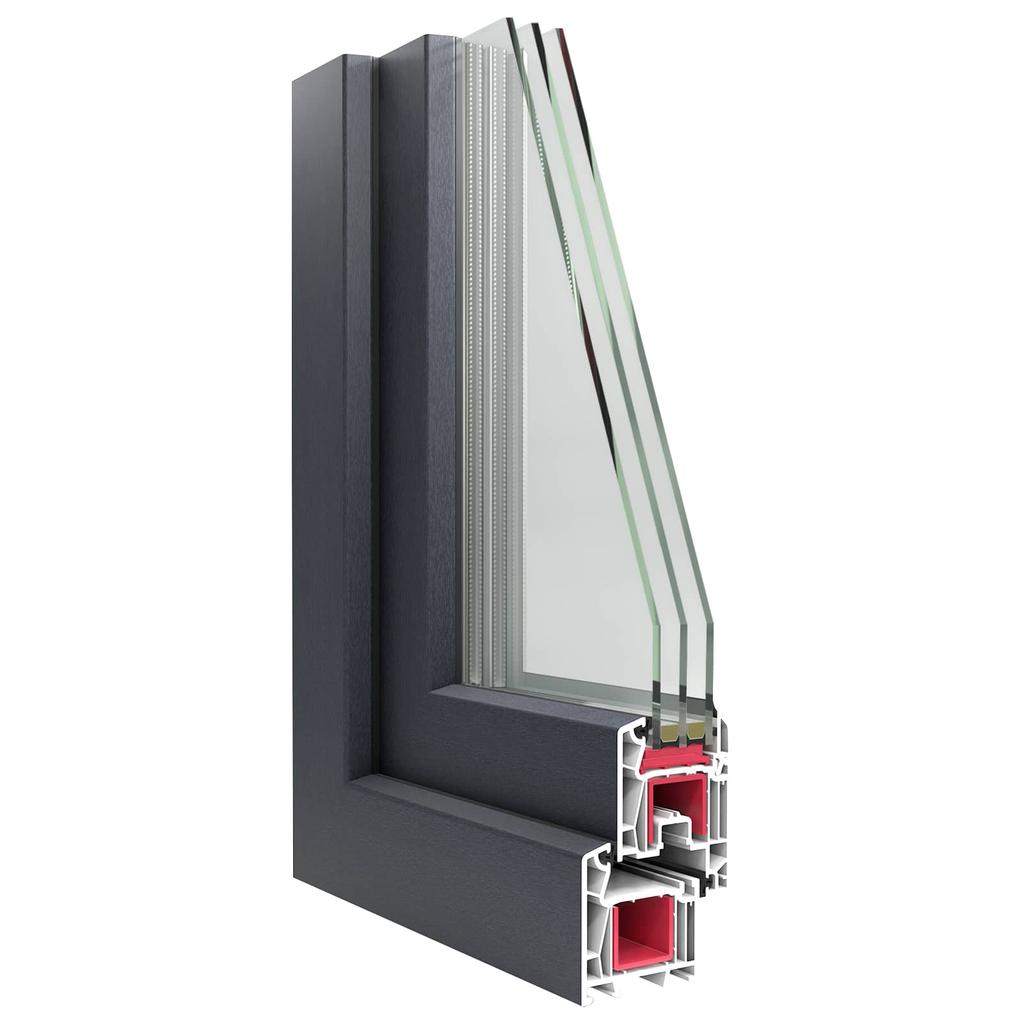 Basement Window RISOR 80 x 70 cm PVC and Glass Anthracite
