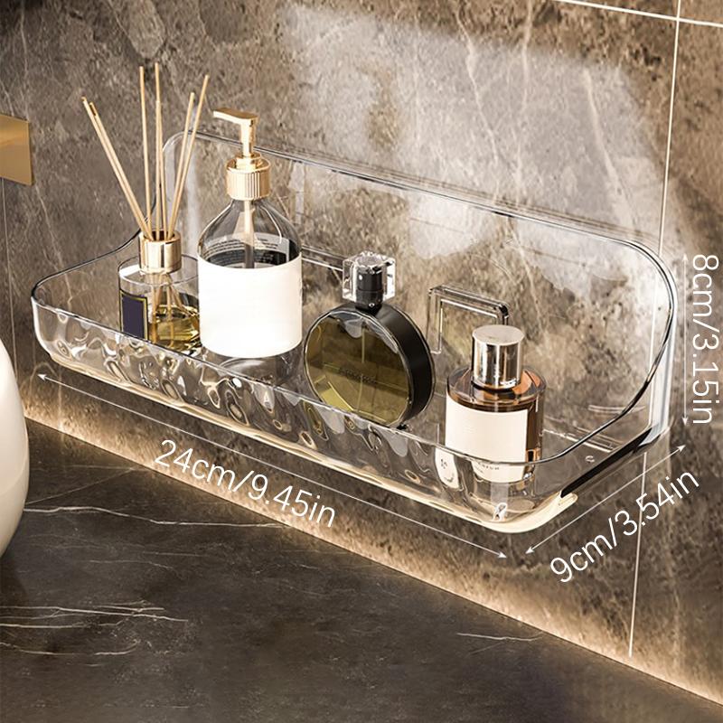 Акриловый прозрачный стеллаж для хранения, настенный дырокол для ванной комнаты, бесплатный лоток для хранения косметики, органайзер для макияжа, ванная комната, кухонная полка