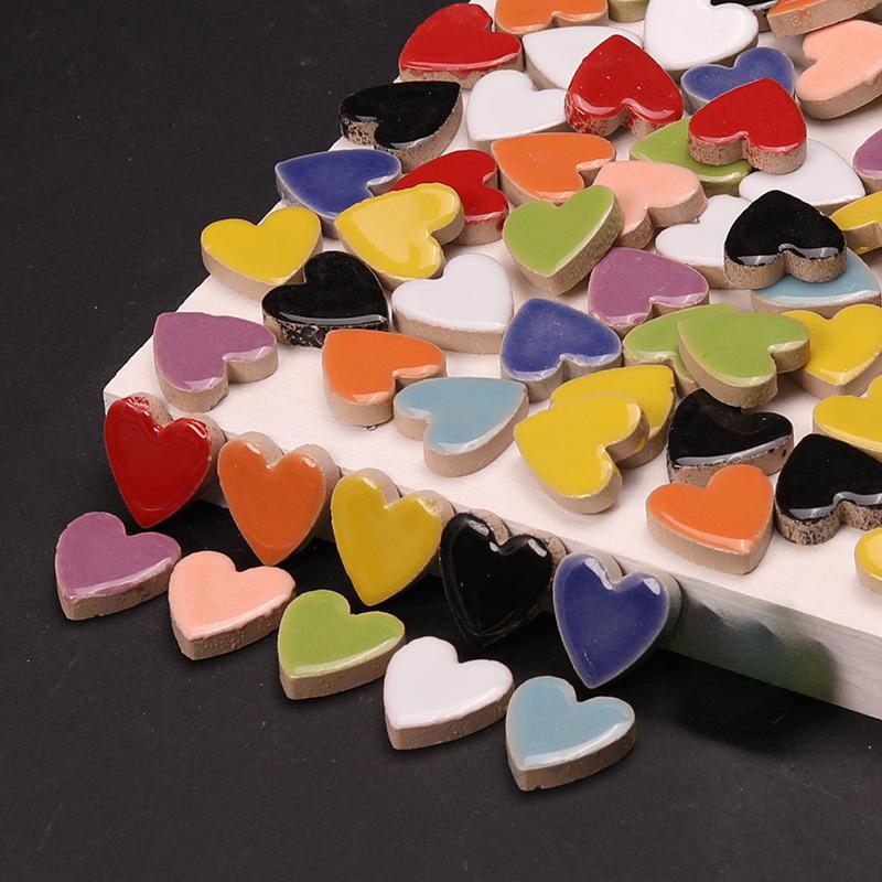 Heart-Shaped Ceramic Mosaic Particles, DIY Creative Handmade Puzzle Making, Wall, Swimming Pool, Fish Pool Decoration Materials