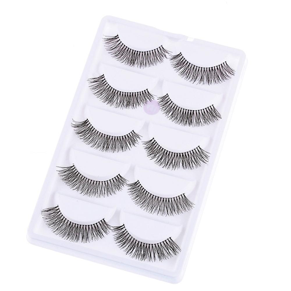 5 Pairs Makeup Natural Cross Black Handmade False Eyelashes Eye Lashes Extension