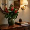 Maintenance Free Artificial Plant Decor Poinsettia Flowers, Christmas Red Bouquet with Berries, Faux Silk Vibrant Bunch for Home Floral Stems