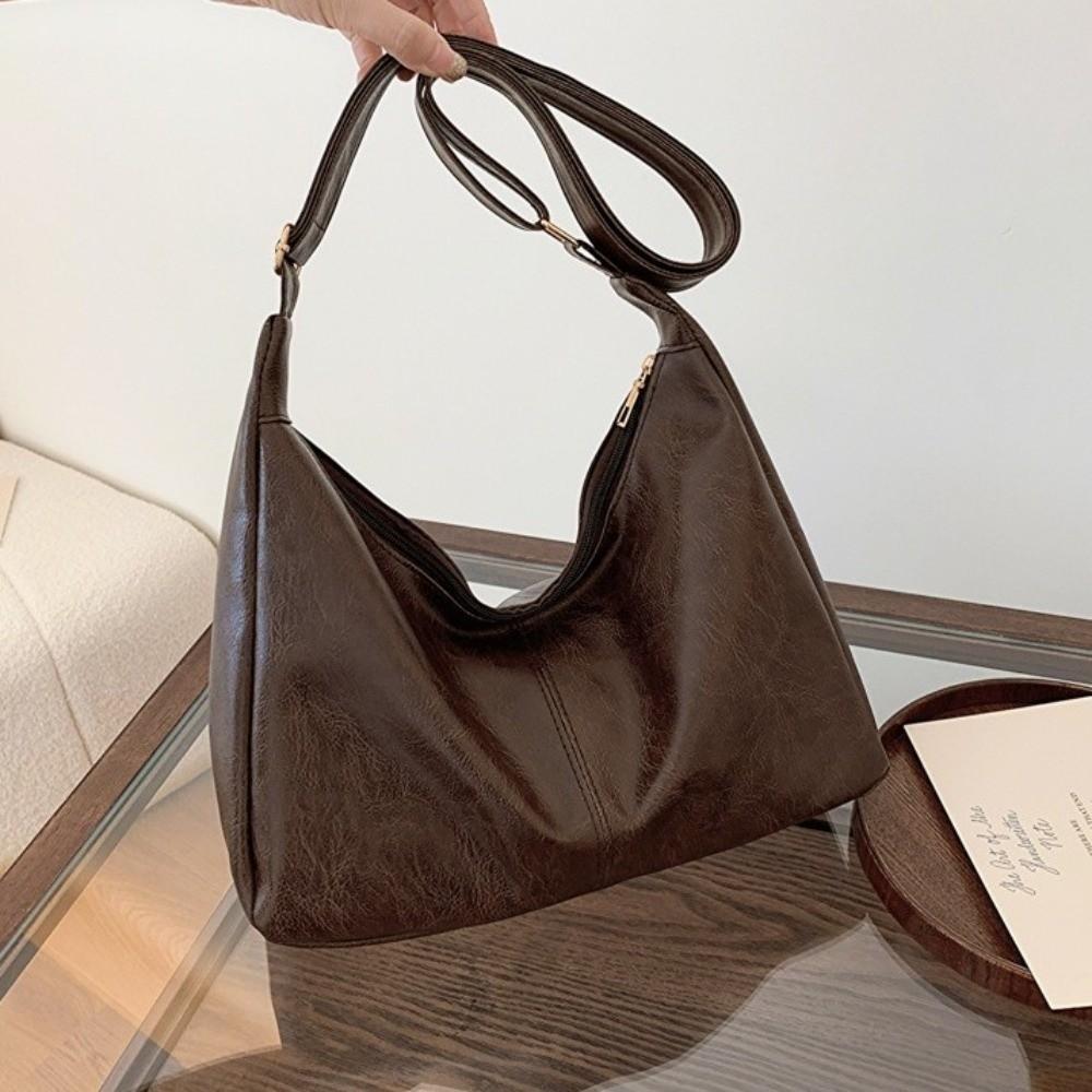 Luxury Square Boston Crossbody Bag Y2k Hobo Leather Shoulder Bag Zipper Large Capacity Women Handbag Girls